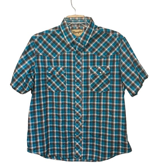 Men's Vintage Wrangler Short Sleeve Western Pearl Snap Shirt‎ XL - Picture 1 of 7